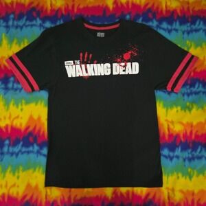 AMC The Walking Dead T-Shirt Mens Small Black Red Ringer Sleeve Graphic Tee 2014